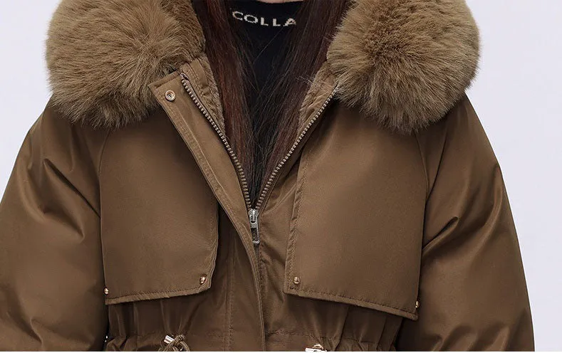 Thickened Zip-Up Women's Parka with Windproof Features