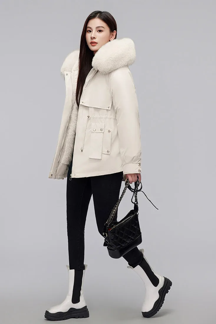 Thickened Zip-Up Women's Parka with Windproof Features