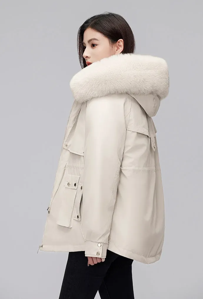 Thickened Zip-Up Women's Parka with Windproof Features