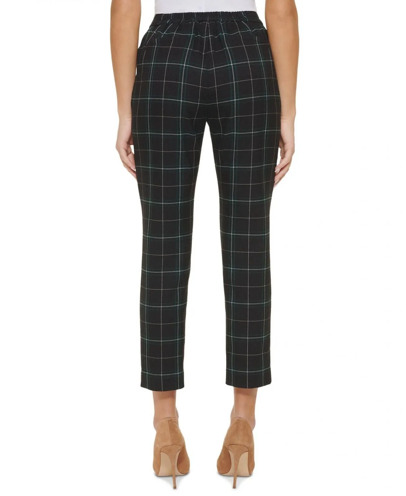 Tommy Hilfiger Womens Plaid Straight Leg Mid Rise Trousers H1NPZ43D