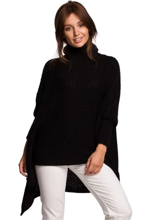 Turtleneck High-Slit Luxe Poncho