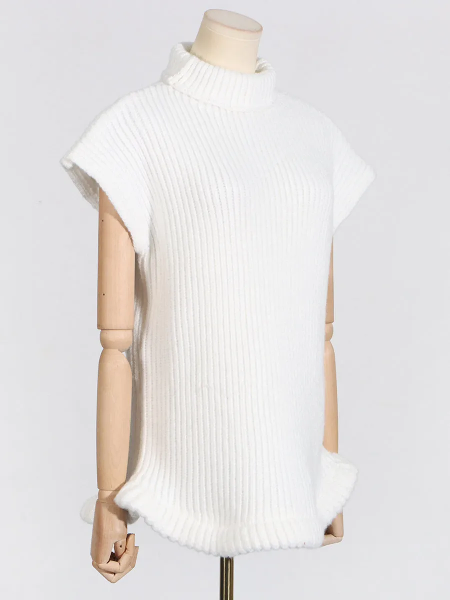 Turtleneck Sleeveless Knitted Sweater