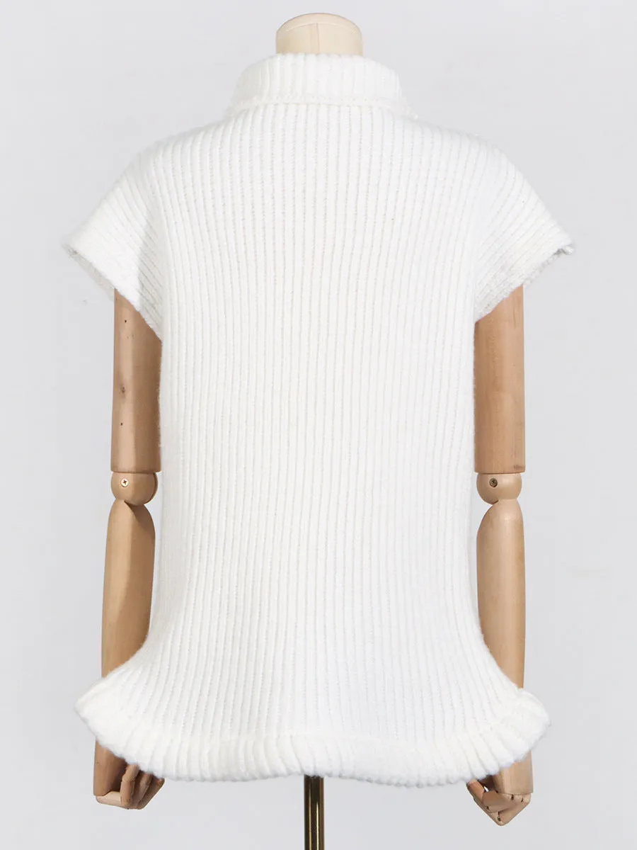 Turtleneck Sleeveless Knitted Sweater