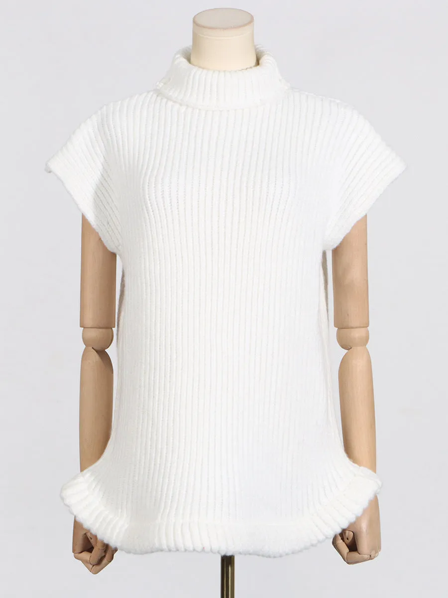 Turtleneck Sleeveless Knitted Sweater
