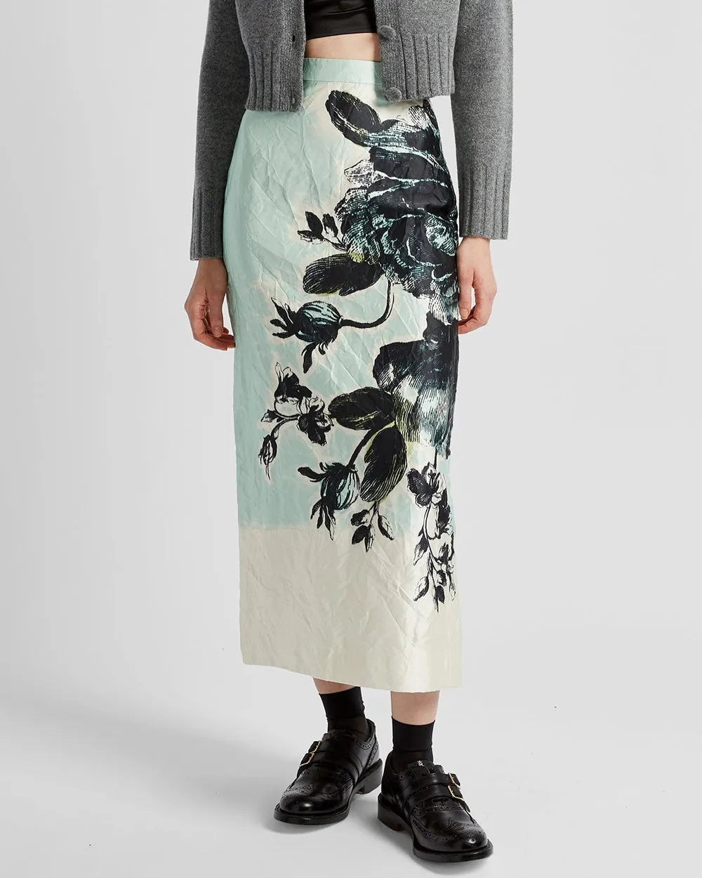 Violetta Etch Duck Egg Pencil Skirt