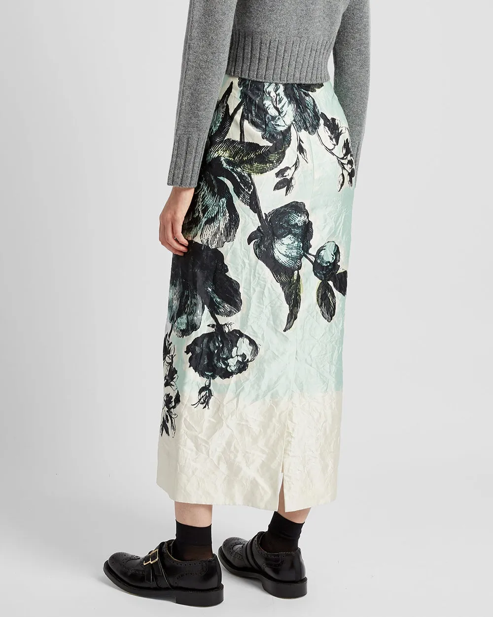 Violetta Etch Duck Egg Pencil Skirt