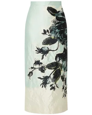 Violetta Etch Duck Egg Pencil Skirt
