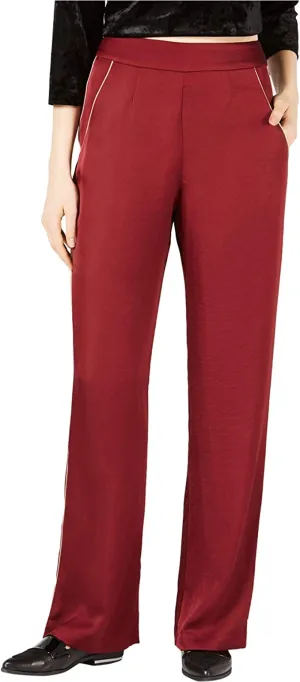 WAYF | Piped Wide-Leg Pants | Burgundy | M