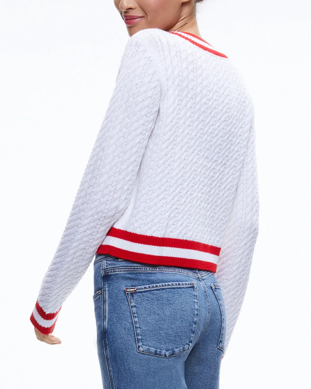 White and Ruby Marika Cable Knit Sweater