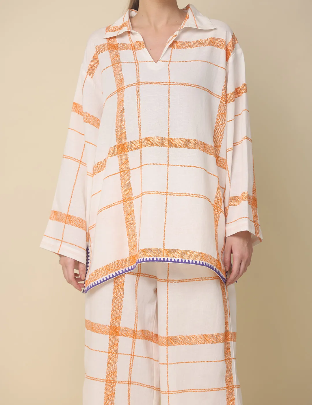 White Cotton Rulex Shirt Collar Co-ord Set