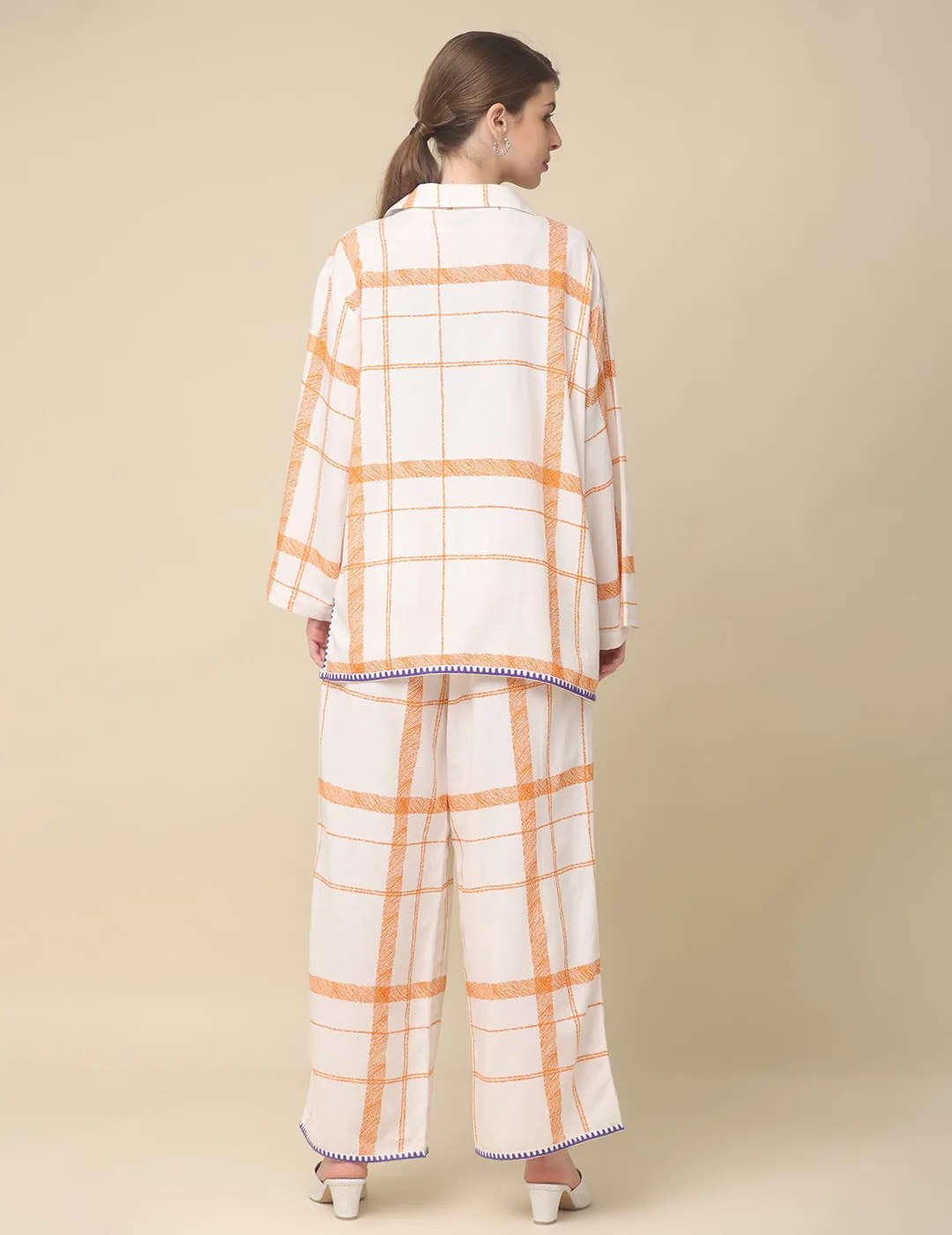 White Cotton Rulex Shirt Collar Co-ord Set