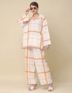 White Cotton Rulex Shirt Collar Co-ord Set