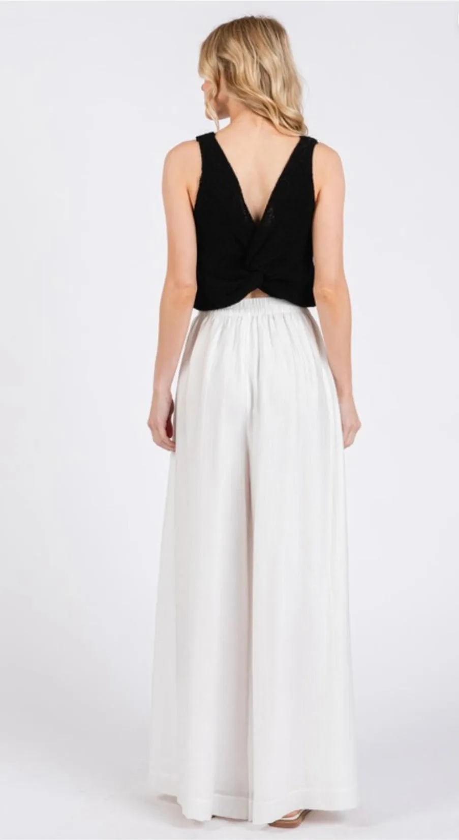 White Exaggerated Wide Leg Pant