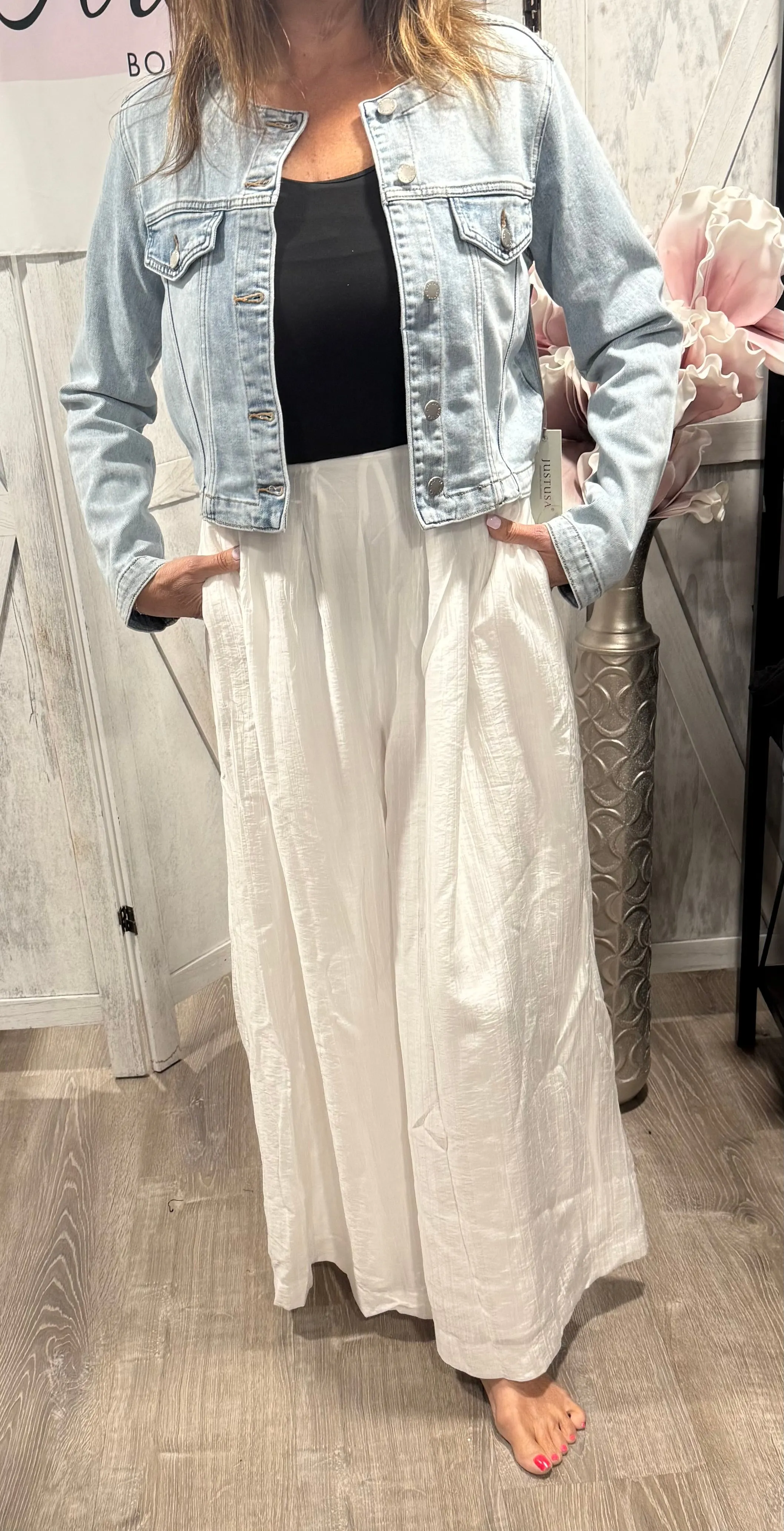 White Exaggerated Wide Leg Pant