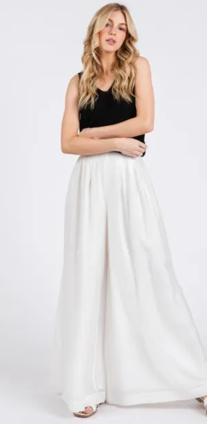 White Exaggerated Wide Leg Pant