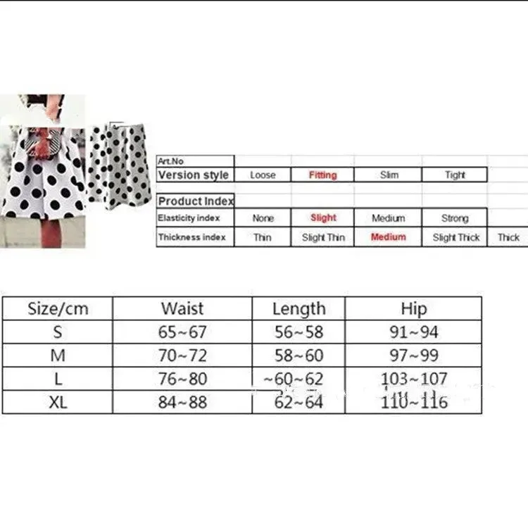 White Polka dot High Waist A-line  Pleated Midi Skirt for office work