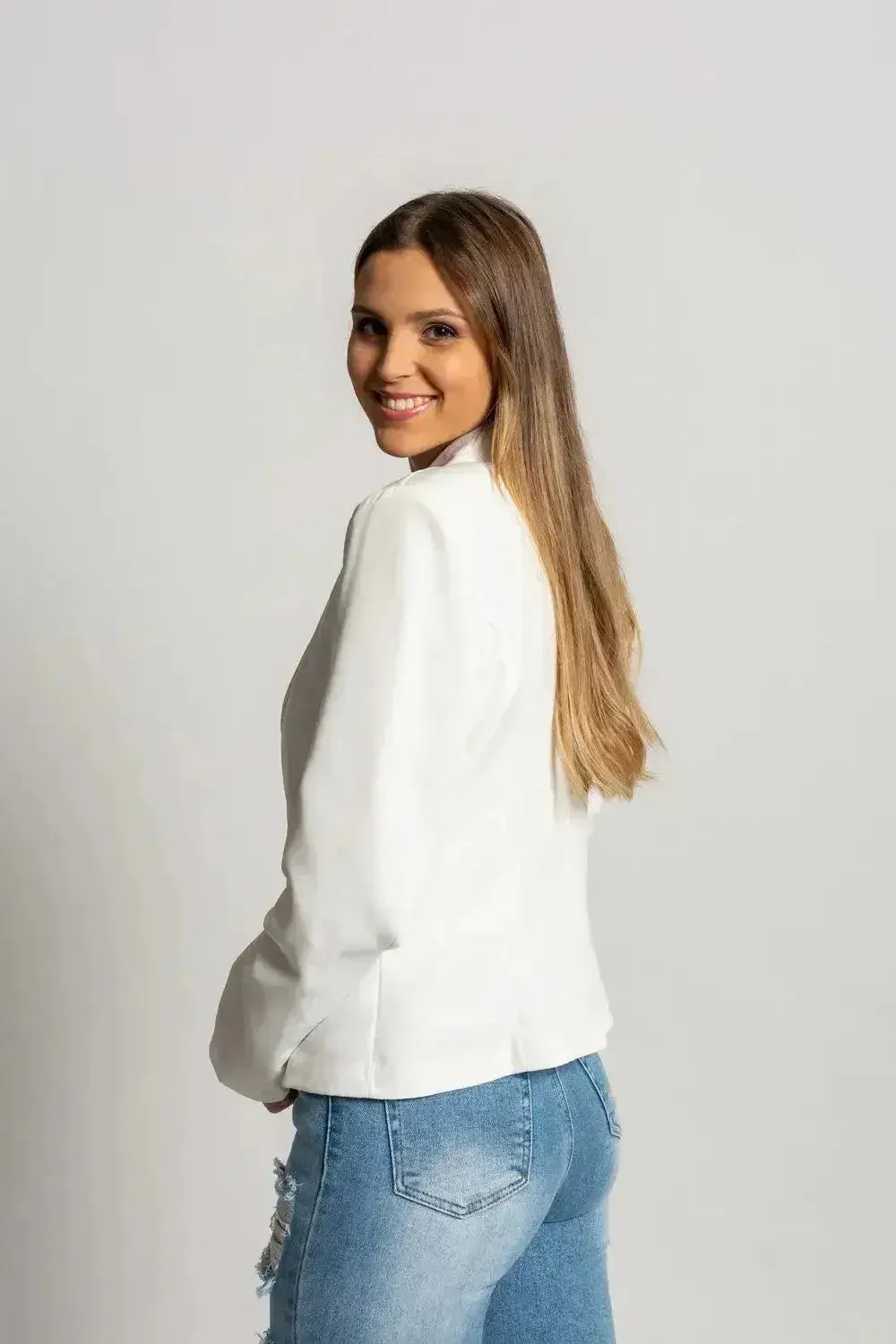 White Softina Classic Blazer - Italian Tailored | Femstylo