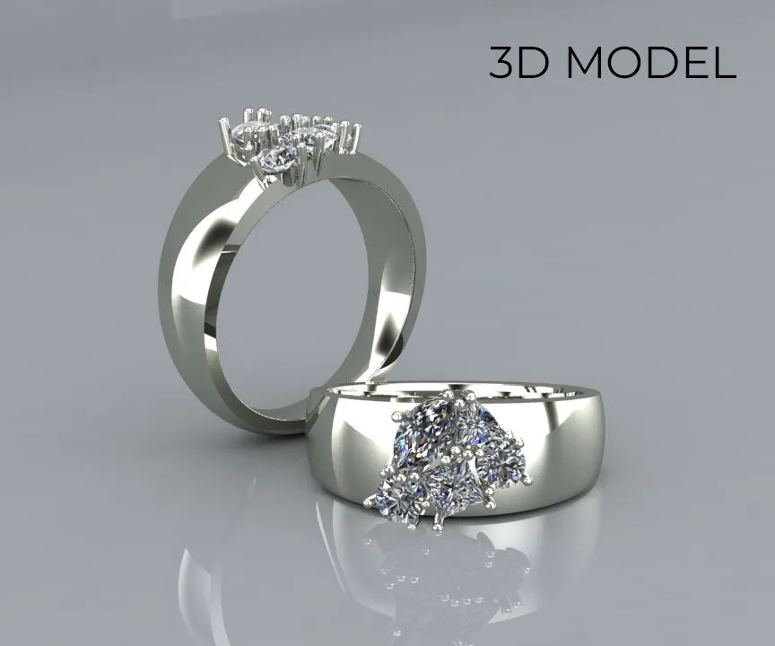 Wide Cluster Diamond Ring