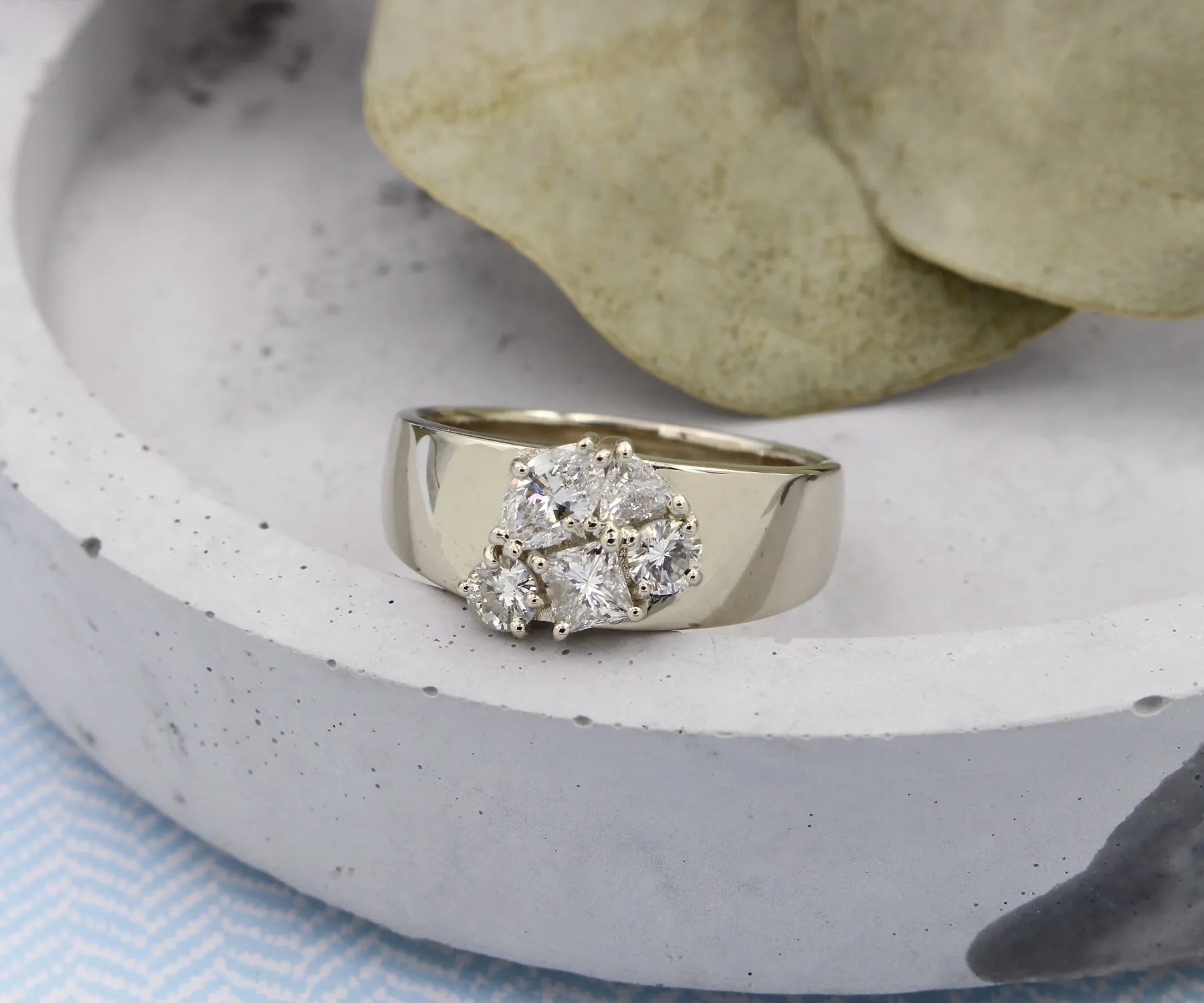 Wide Cluster Diamond Ring