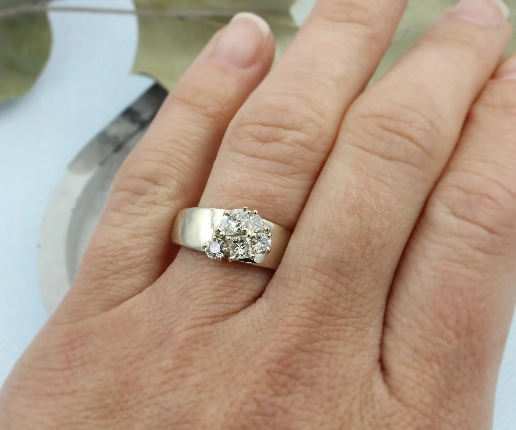 Wide Cluster Diamond Ring