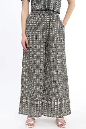 Wide Leg trouser with elasticated waist band in Ankle Length