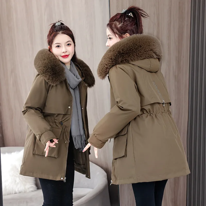 Windproof and Stain-Resistant Hip-Length Parka for Women