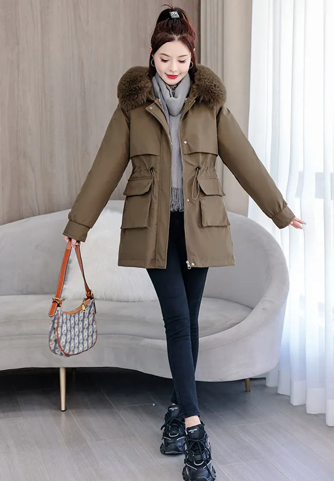 Windproof and Stain-Resistant Hip-Length Parka for Women
