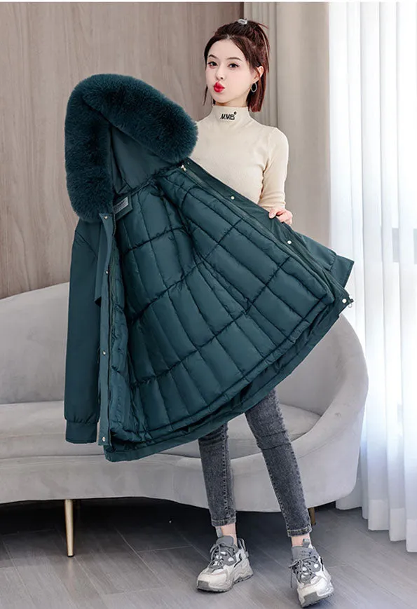 Windproof and Stain-Resistant Hip-Length Parka for Women