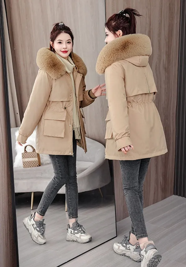 Windproof and Stain-Resistant Hip-Length Parka for Women