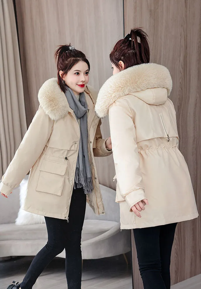 Windproof and Stain-Resistant Hip-Length Parka for Women