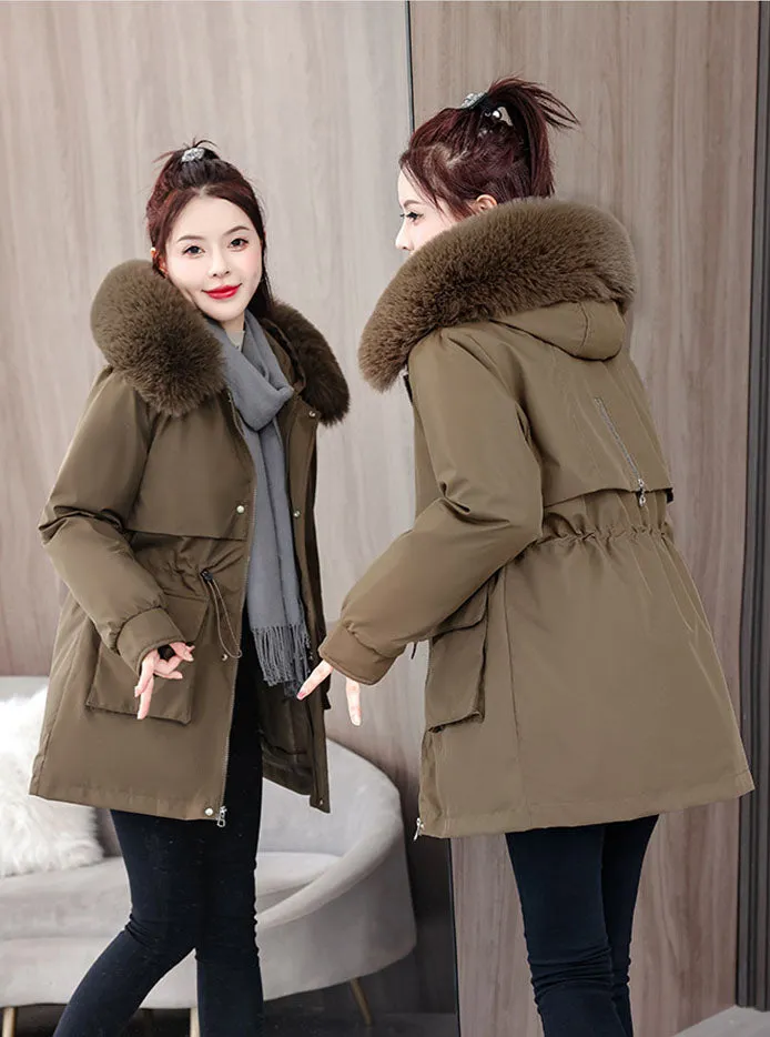 Windproof and Stain-Resistant Hip-Length Parka for Women