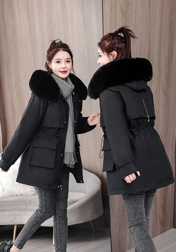 Windproof and Stain-Resistant Hip-Length Parka for Women