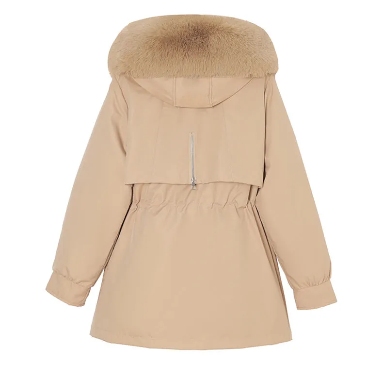 Windproof and Stain-Resistant Hip-Length Parka for Women