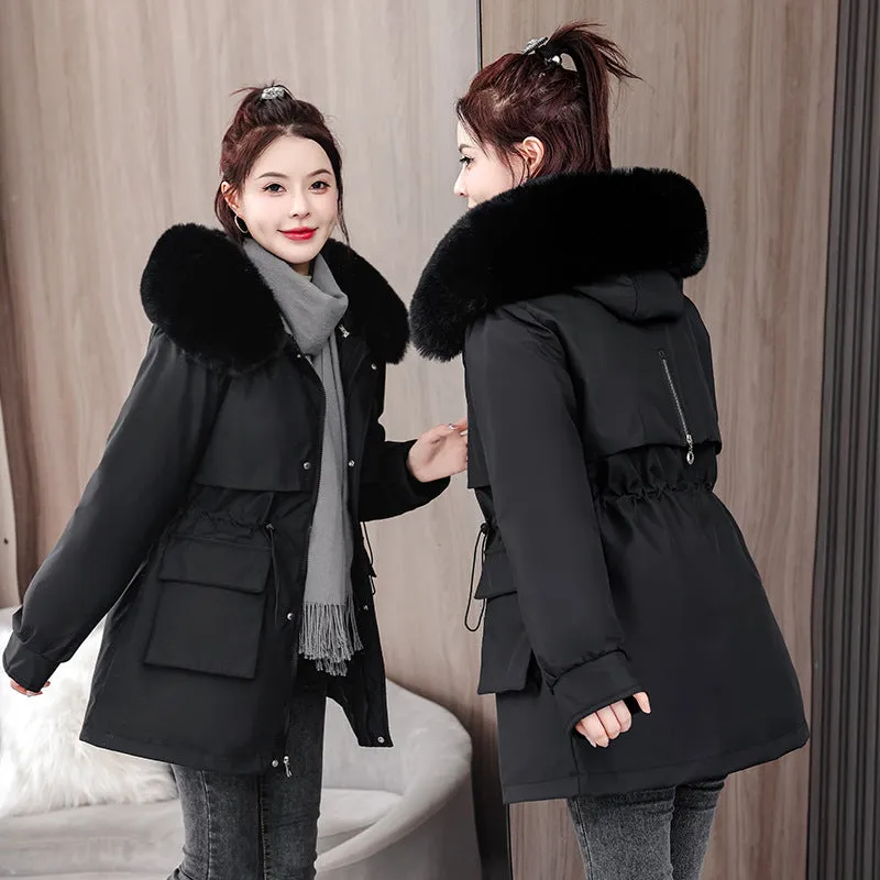 Windproof and Stain-Resistant Hip-Length Parka for Women
