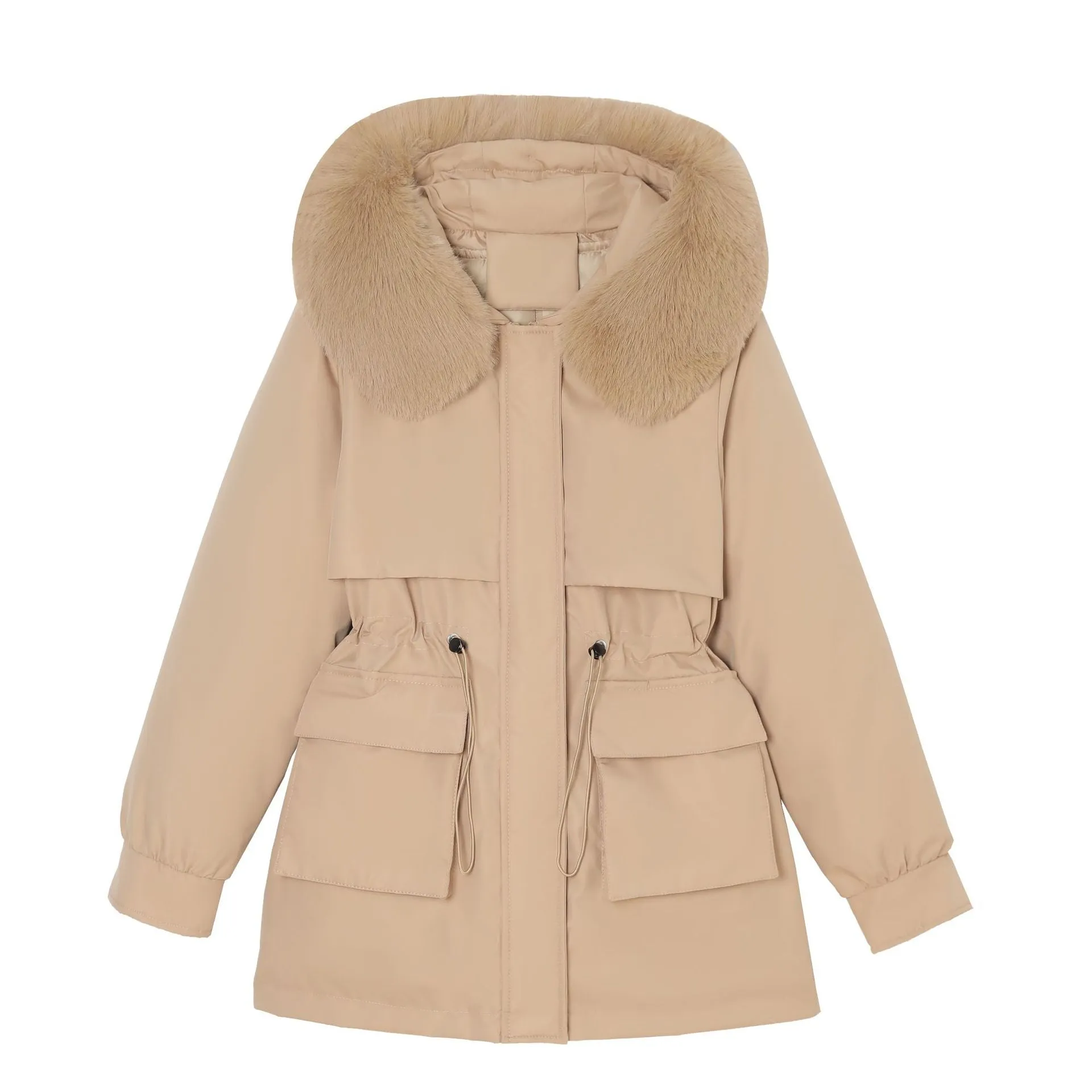 Windproof and Stain-Resistant Hip-Length Parka for Women