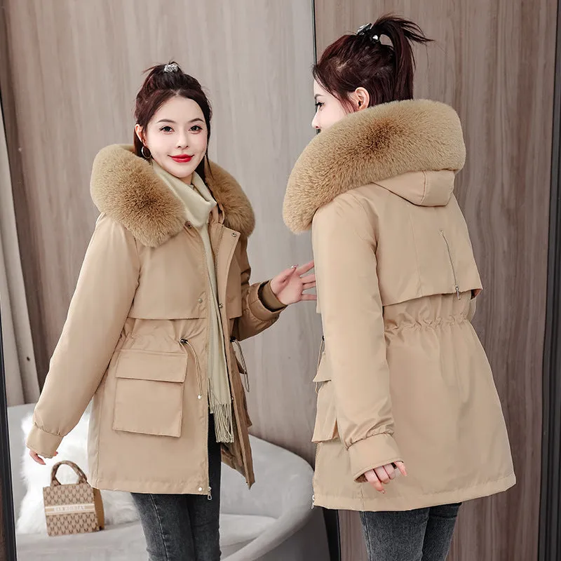 Windproof and Stain-Resistant Hip-Length Parka for Women