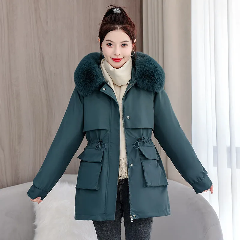 Windproof and Stain-Resistant Hip-Length Parka for Women