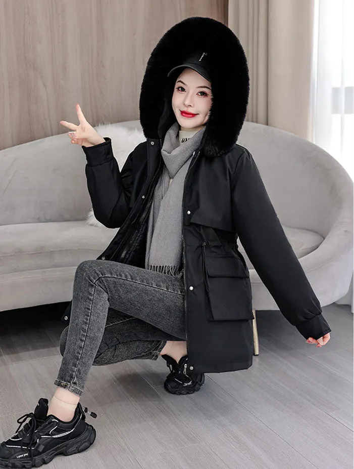 Windproof and Stain-Resistant Hip-Length Parka for Women