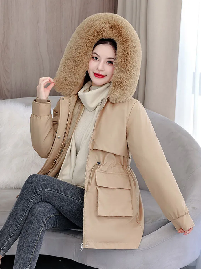Windproof and Stain-Resistant Hip-Length Parka for Women
