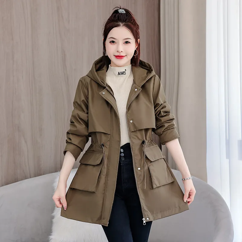 Windproof and Stain-Resistant Hip-Length Parka for Women