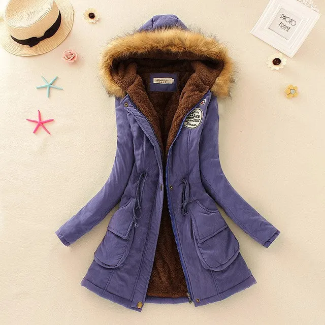 Winter Women Coat Parka Casual Outwear Military Hooded Coat Woman Clothes Fur Coats manteau female Winter Jacket for Women