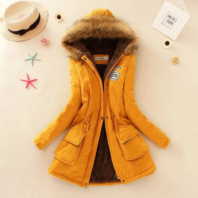 Winter Women Coat Parka Casual Outwear Military Hooded Coat Woman Clothes Fur Coats manteau femme Winter Jacket Women MA354