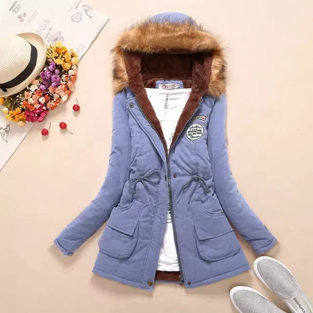 Winter Women Coat Parka Casual Outwear Military Hooded Coat Woman Clothes Fur Coats manteau femme Winter Jacket Women MA354