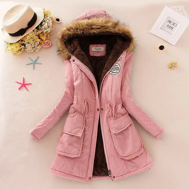 Winter Women Coat Parka Casual Outwear Military Hooded Coat Woman Clothes Fur Coats manteau femme Winter Jacket Women MA354