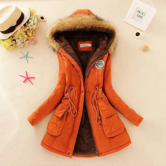 Winter Women Coat Parka Casual Outwear Military Hooded Coat Woman Clothes Fur Coats manteau femme Winter Jacket Women MA354