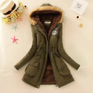 Winter Women Coat Parka Casual Outwear Military Hooded Coat Woman Clothes Fur Coats manteau femme Winter Jacket Women MA354