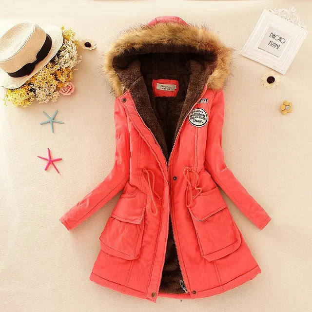 Winter Women Coat Parka Casual Outwear Military Hooded Coat Woman Clothes Fur Coats manteau femme Winter Jacket Women MA354