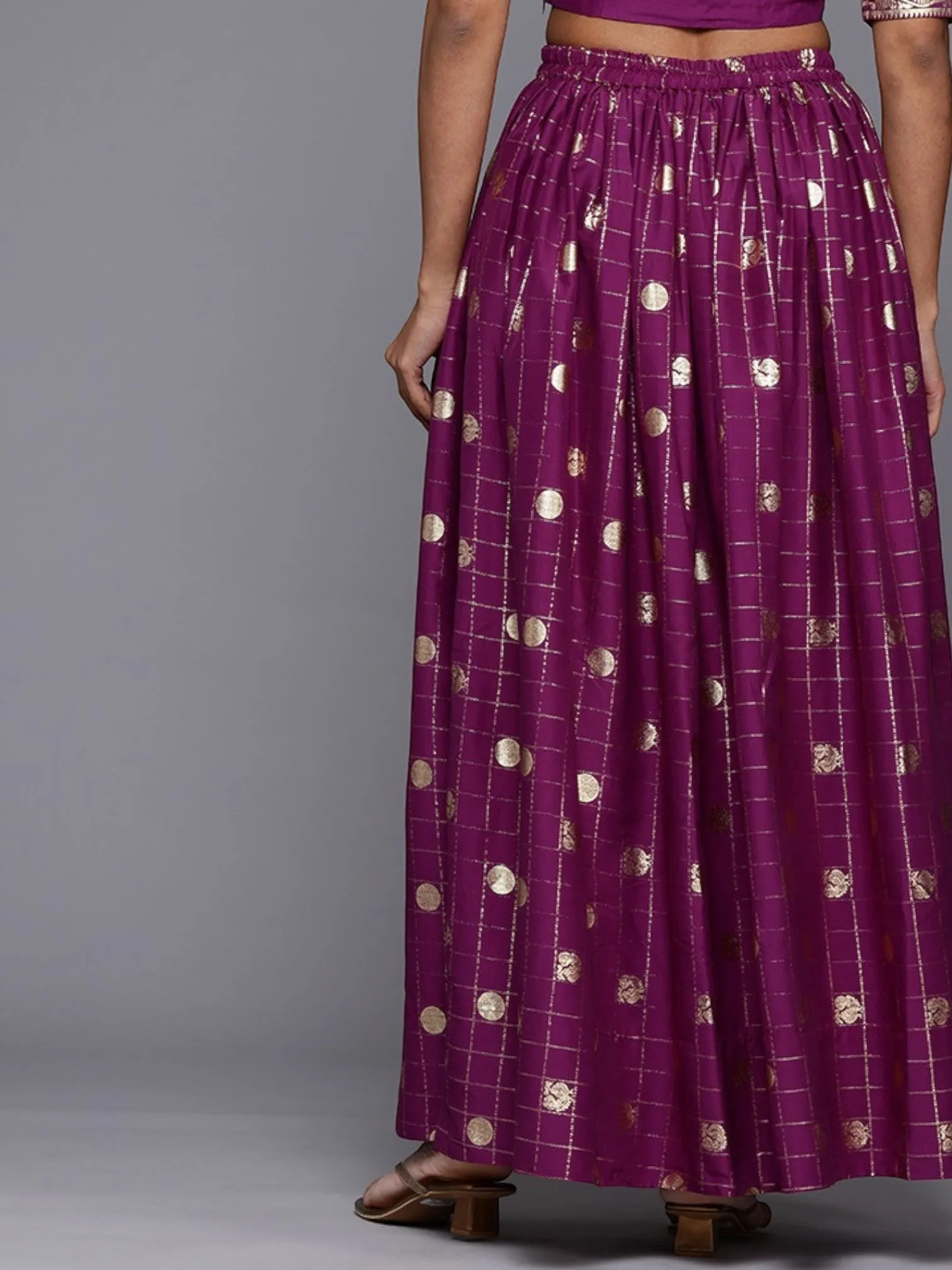 Women Checked A-Line Maxi Skirt-AHSKCNFP-15039