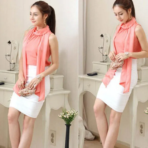 Women High Waist Fit Knee Length Straight Solid Stretch Business Pencil Skirt