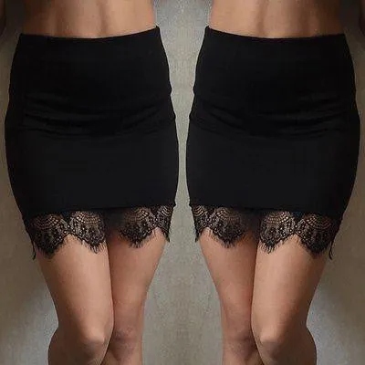 Women Lace Plain Seamless Tight Bodycon Mini Skirt Short Pencil woman skirts S-2XL